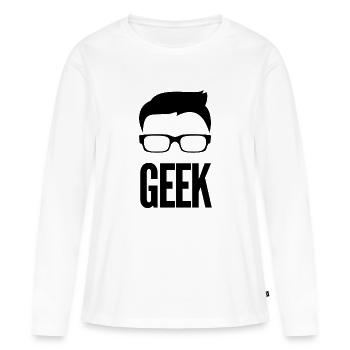 Geek - T-shirt manches longues Premium bio Femme - blanc - Devant - Julia (174cm)