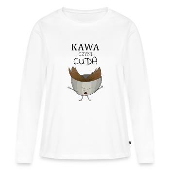 Kaffee wirkt Wunder - Frauen Premium Bio Langarmshirt - Weiß - Vorne - Julia (174cm)