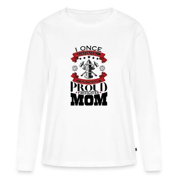 Proud Firefighter Mom I Once Protected Him - Women's Premium Organic Long Sleeve Shirt - white - Front - Julia (174cm)