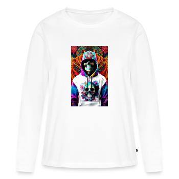 ARTWORK Hoodie Skull - T-shirt manches longues Premium bio Femme - blanc - Devant - Julia (174cm)