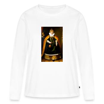 Angela Merkel en monarque baroque - T-shirt manches longues Premium bio Femme - blanc - Devant - Julia (174cm)