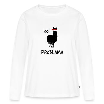 No Problama schwarz - Frauen Premium Bio Langarmshirt - Weiß - Vorne - Julia (174cm)