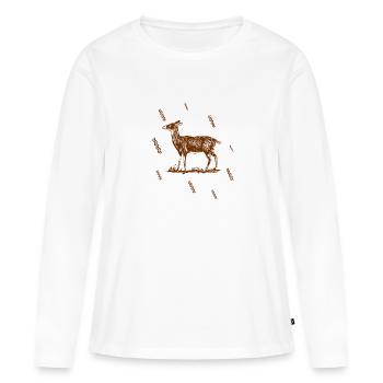 Chevreuils - Fauve - Nature - Forêt - T-shirt manches longues Premium bio Femme - blanc - Devant - Julia (174cm)