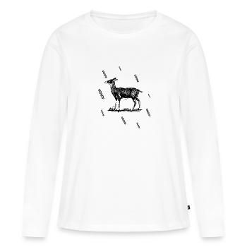 Chevrons - forêt naturelle fauve - T-shirt manches longues Premium bio Femme - blanc - Devant - Julia (174cm)