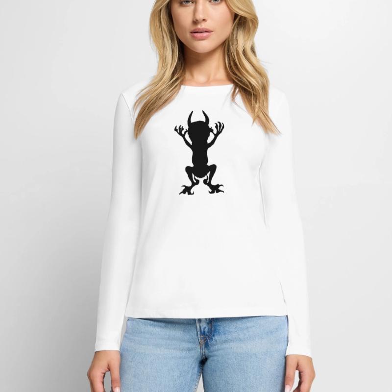Black Devil Vector Icon Evil Imp Evil T-shirt manches longues Premium bio Femme