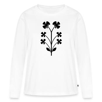 Fleur avec tige - T-shirt manches longues Premium bio Femme - blanc - Devant - Julia (174cm)