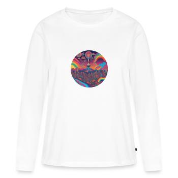 SEOUL par AUDLA - T-shirt manches longues Premium bio Femme - blanc - Devant - Julia (174cm)