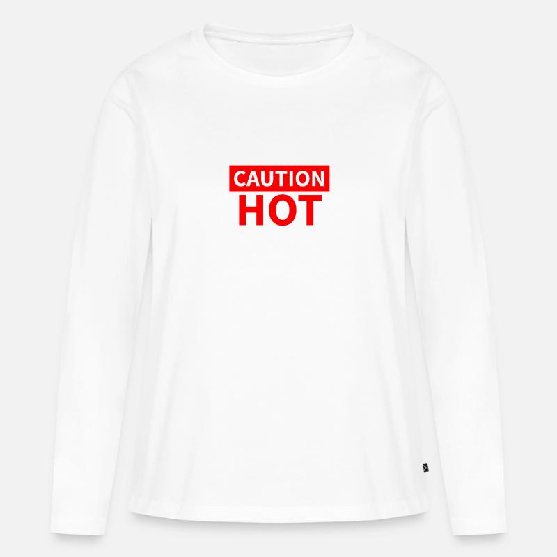 CAUTION HOT red - Women's Premium Organic Long Sleeve Shirt - white