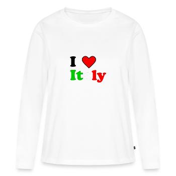 J’aime l’Italie - T-shirt manches longues Premium bio Femme - blanc - Devant - Julia (174cm)