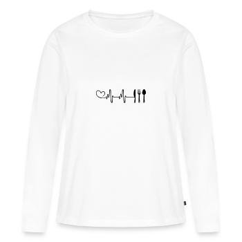 Fourchette Couverts Heartbeat - T-shirt manches longues Premium bio Femme - blanc - Devant - Julia (174cm)