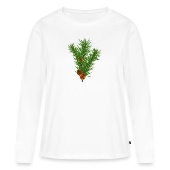 branche de pin - T-shirt manches longues Premium bio Femme - blanc - Devant - Julia (174cm)