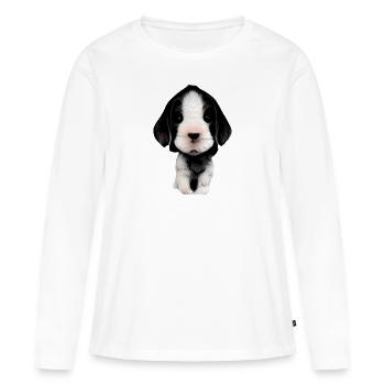 Visage de chiot - T-shirt manches longues Premium bio Femme - blanc - Devant - Julia (174cm)