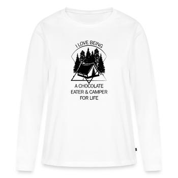 Tente Camping Camper Scout Bivouac - T-shirt manches longues Premium bio Femme - blanc - Devant - Julia (174cm)