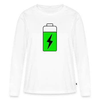 batterie verte - T-shirt manches longues Premium bio Femme - blanc - Devant - Julia (174cm)