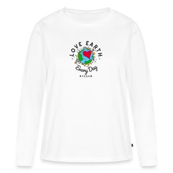 Love Earth Every Day #vegan Tshirt (Earth Day) - Frauen Premium Bio Langarmshirt - Weiß - Vorne - Julia (174cm)