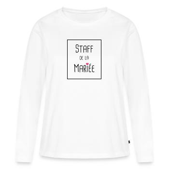Staff mariée - T-shirt manches longues Premium bio Femme - blanc - Devant - Julia (174cm)