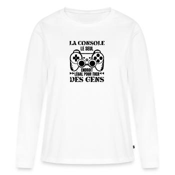 la console - T-shirt manches longues Premium bio Femme - blanc - Devant - Julia (174cm)