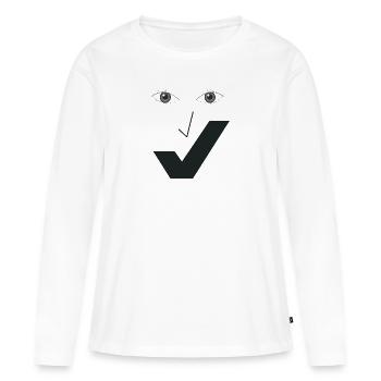 Beau sourire - Beau visage C04. - T-shirt manches longues Premium bio Femme - blanc - Devant - Julia (174cm)