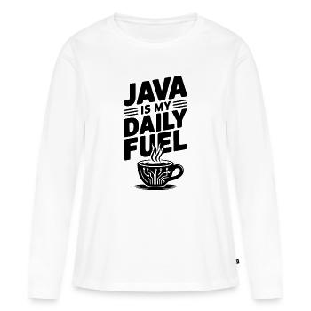 Java est mon carburant quotidien - T-shirt manches longues Premium bio Femme - blanc - Devant - Julia (174cm)