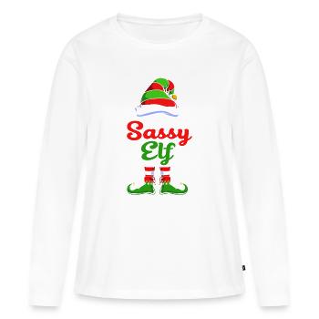 Elfe Elf Weihnachtsgeschenk Nervensäge - Frauen Premium Bio Langarmshirt - Weiß - Vorne - Julia (174cm)