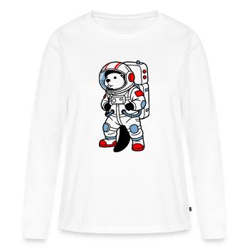 Beaver en combinaison spatiale - T-shirt manches longues Premium bio Femme - blanc - Devant - Julia (174cm)