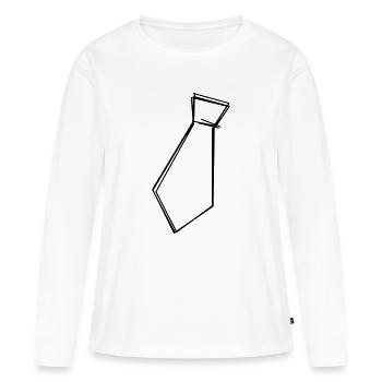 Krawatte handgezeichnet - Frauen Premium Bio Langarmshirt - Weiß - Vorne - Julia (174cm)