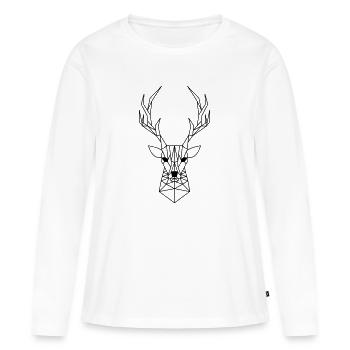 Tête de cerf en triangles - T-shirt manches longues Premium bio Femme - blanc - Devant - Julia (174cm)