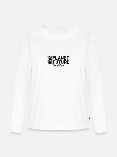 vegan - Premium økologisk langermet T-skjorte for kvinner - hvit