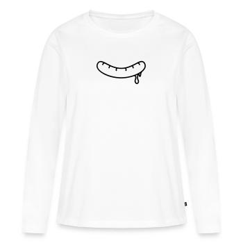 Saucisse frite croustillante du gril - T-shirt manches longues Premium bio Femme - blanc - Devant - Julia (174cm)