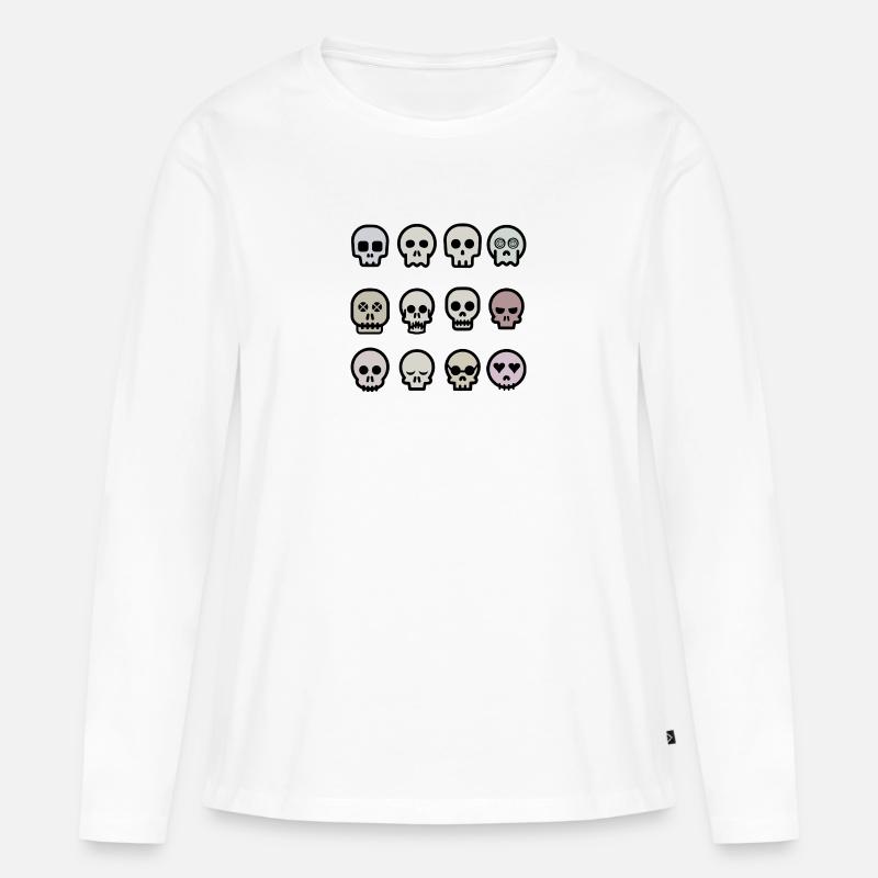 Totenköpfe - Frauen Premium Bio Langarmshirt - Weiß