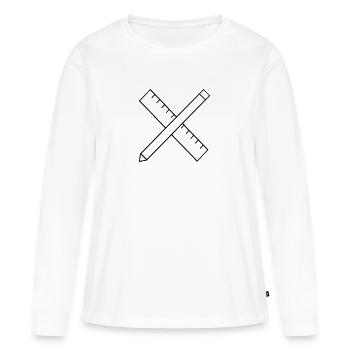 Règle et crayon - T-shirt manches longues Premium bio Femme - blanc - Devant - Julia (174cm)