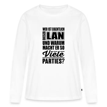 Wer ist dieser Lan und dessen Parties? - Frauen Premium Bio Langarmshirt - Weiß - Vorne - Julia (174cm)