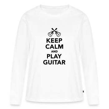 Keep calm and Play guitar - T-shirt manches longues Premium bio Femme - blanc - Devant - Julia (174cm)