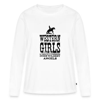 Western Girls cavalière noire Western - T-shirt manches longues Premium bio Femme - blanc - Devant - Julia (174cm)