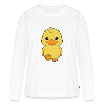 Ente Entchen - Frauen Premium Bio Langarmshirt - Weiß - Vorne - Julia (174cm)