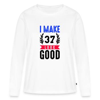 look good 37 - Women's Premium Organic Long Sleeve Shirt - white - Front - Julia (174cm)