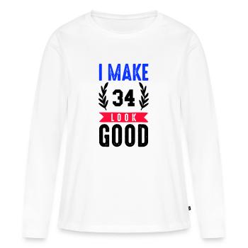 look good 34 - Frauen Premium Bio Langarmshirt - Weiß - Vorne - Julia (174cm)