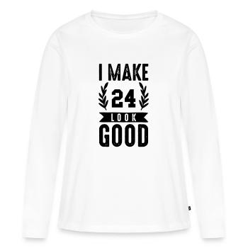 look good 24 - Women's Premium Organic Long Sleeve Shirt - white - Front - Julia (174cm)