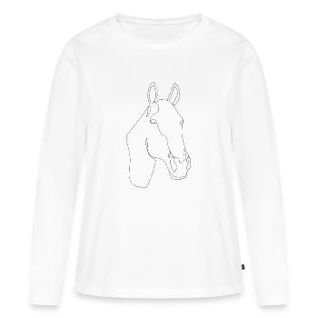 Pferdekopf Daci - Frauen Premium Bio Langarmshirt - Weiß - Vorne - Julia (174cm)