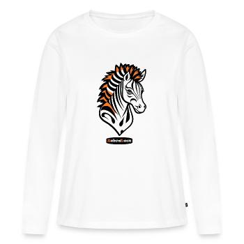 Adaptives ZebraLeon - Illustration mit Text - Frauen Premium Bio Langarmshirt - Weiß - Vorne - Julia (174cm)