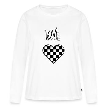 Stilvolles Herz Karo Look - Frauen Premium Bio Langarmshirt - Weiß - Vorne - Julia (174cm)