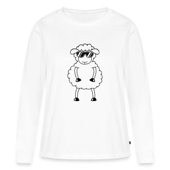 Sheep Sunglasses Party Sheep Lamb Cute Cool - Women's Premium Organic Long Sleeve Shirt - white - Front - Julia (174cm)
