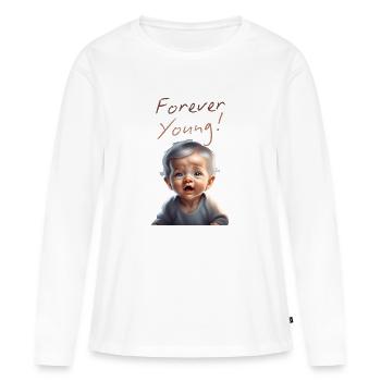 forever young - Women's Premium Organic Long Sleeve Shirt - white - Front - Julia (174cm)
