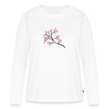 fleurs de cerisier - T-shirt manches longues Premium bio Femme - blanc - Devant - Julia (174cm)
