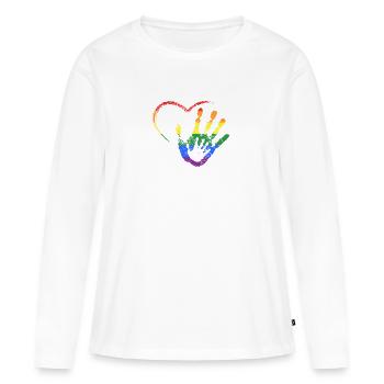 RAINBOW MAIN DANS LA MAIN - T-shirt manches longues Premium bio Femme - blanc - Devant - Julia (174cm)