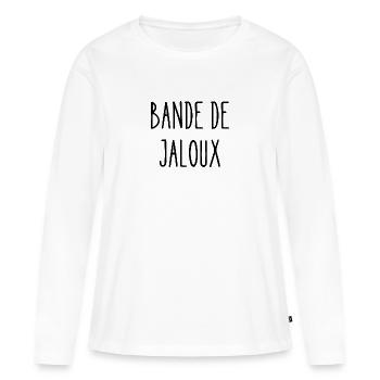 bande de jaloux - T-shirt manches longues Premium bio Femme - blanc - Devant - Julia (174cm)