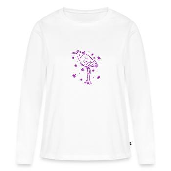 Cigogne - T-shirt manches longues Premium bio Femme - blanc - Devant - Julia (174cm)