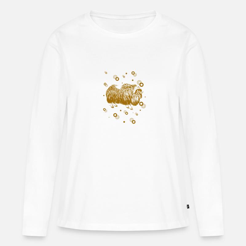 Bison - Büffel - Frauen Premium Bio Langarmshirt - Weiß