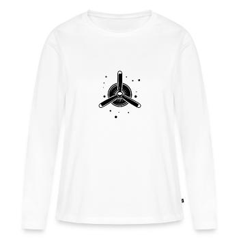 Avion - Hélice - Turbine - T-shirt manches longues Premium bio Femme - blanc - Devant - Julia (174cm)