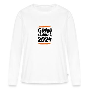Gran Canaria 2024 - Frauen Premium Bio Langarmshirt - Weiß - Vorne - Julia (174cm)
